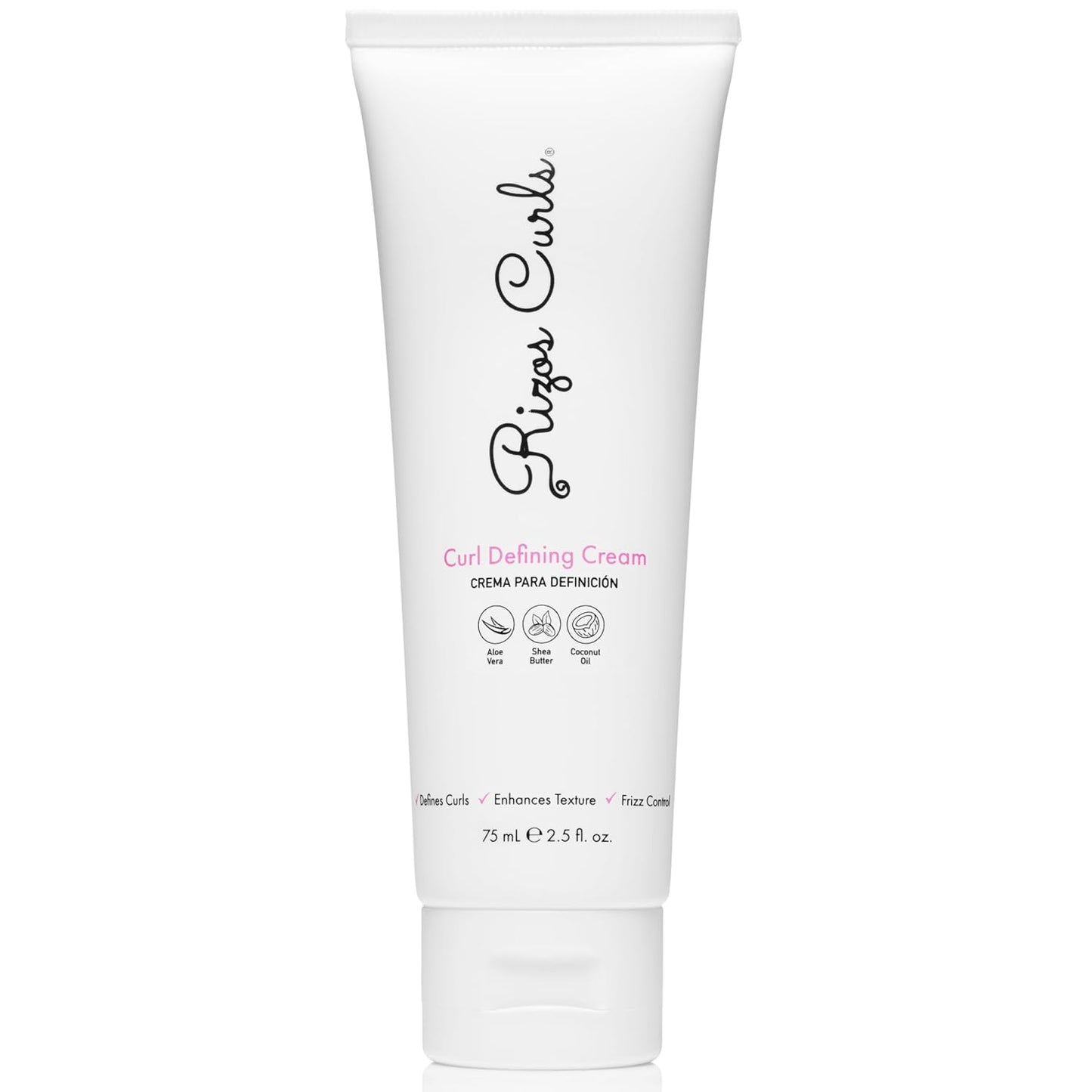 Rizos Curls Travel Curl Defining Cream, Enhance Waves, Curls & Coils, Soft Hold for Weightless Volume, Moisturizing for Frizz-Free Shine with Aloe Vera, Coconut Oil & Shea Butter, 2.5 oz