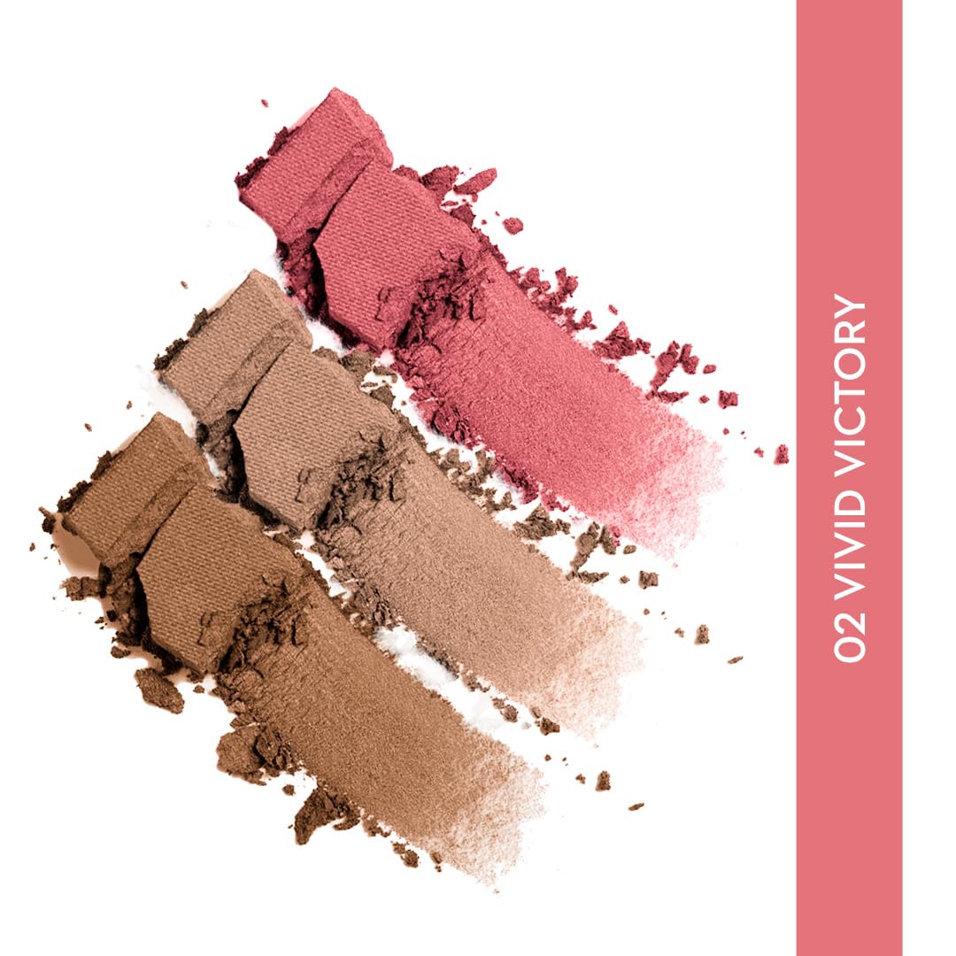 SUGAR Cosmetics Contour De Force Face Palette - 02 Vivid Victory Longlasting Formula, Lightweight Blush, Highlighter And Bronzer, Paraben Free.