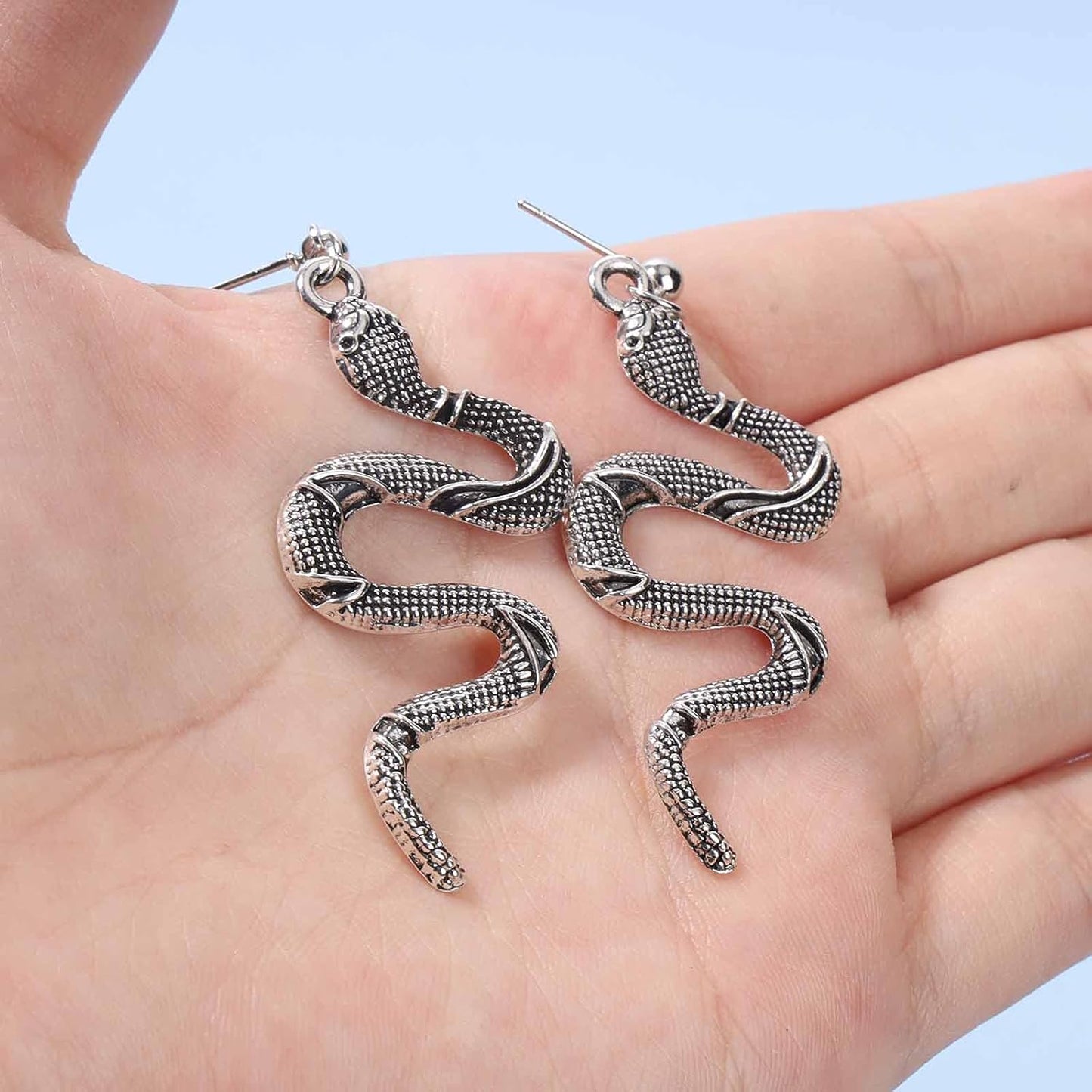 Punk Snake Earrings Silver Snake Dangle Earrings Serpent Drop Earrings Gothic Earrings Jewelry for Women and Girls