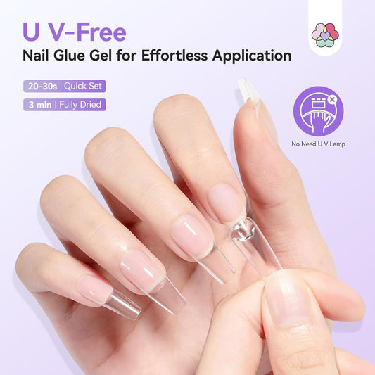 SAVILAND 2Pcs Semi Solid Nail Glue for Press On Nails: Super Strong 20g Gel Nail Glue for Press Ons Quick Drying 30-Day Long Lasting Nail Glue Gel Adhesive Rich in Castor Oil VE No U V Light Needed