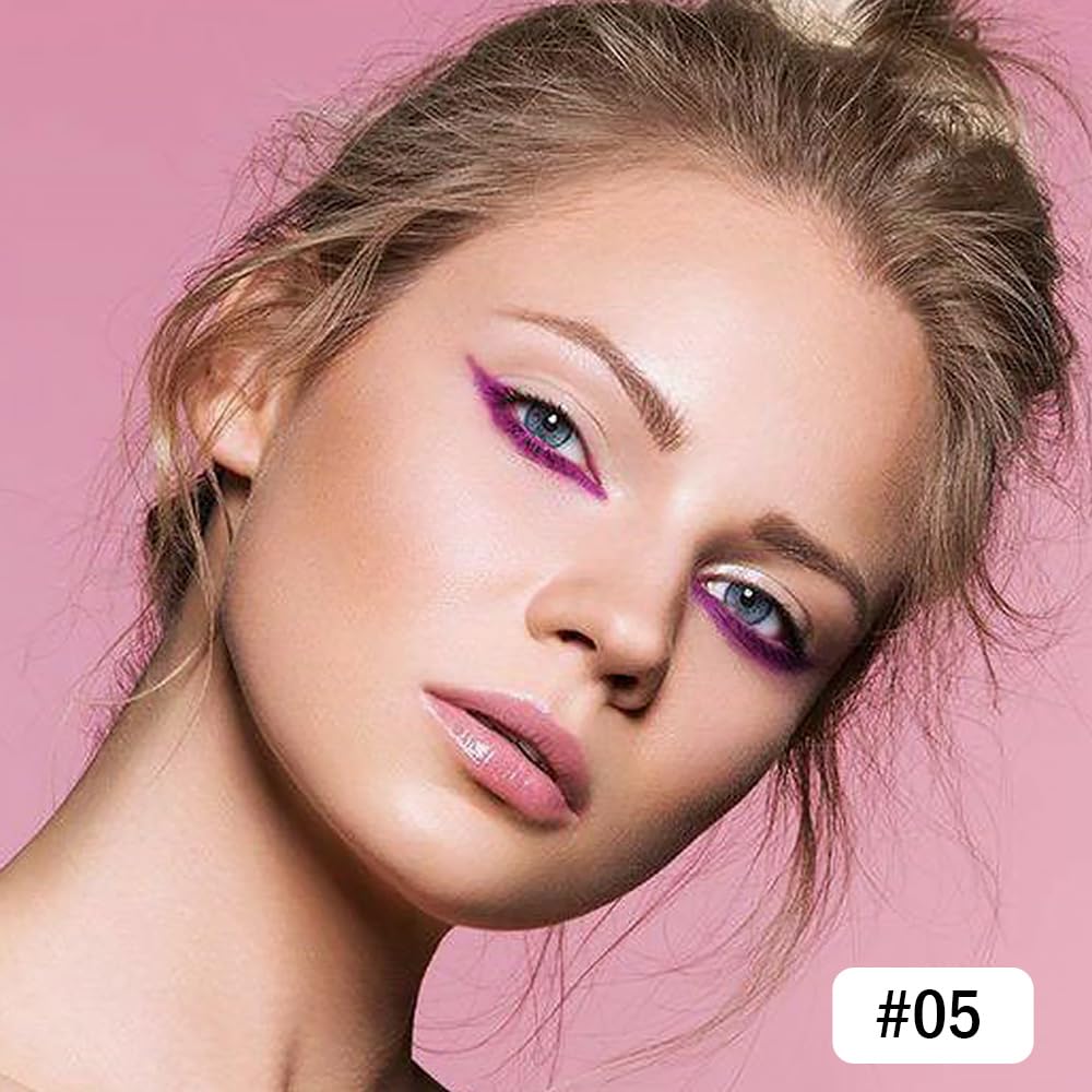 evpct Purple Eyeliner Pencils for Eyes, Grape Lavender Purple Colored Eye Liner Pencil Makeup Waterproof Smudge Proof, Colored Gel Waterline Eyeliner Liquid, Face Eye Paint Stick Halloween Makeup 05