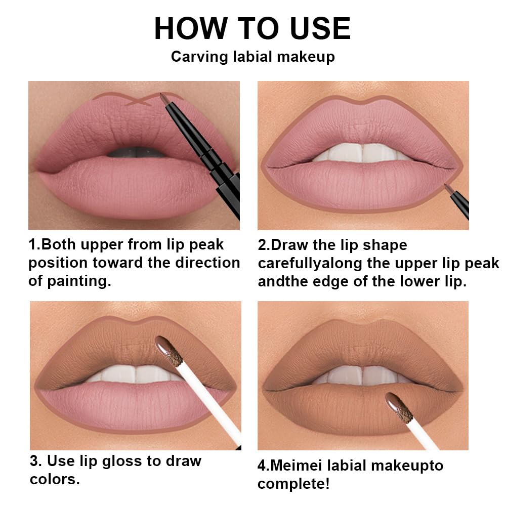 evpct 3Pcs Chocolate Nude Brown True Nude Matte Lip Liner & Liquid Lipstick Stain Makeup Set for Women, Lip Liner Stain Long Lasting Waterproof Smudge Proof, Cruelty Free Lip Makeup 24 hours originale