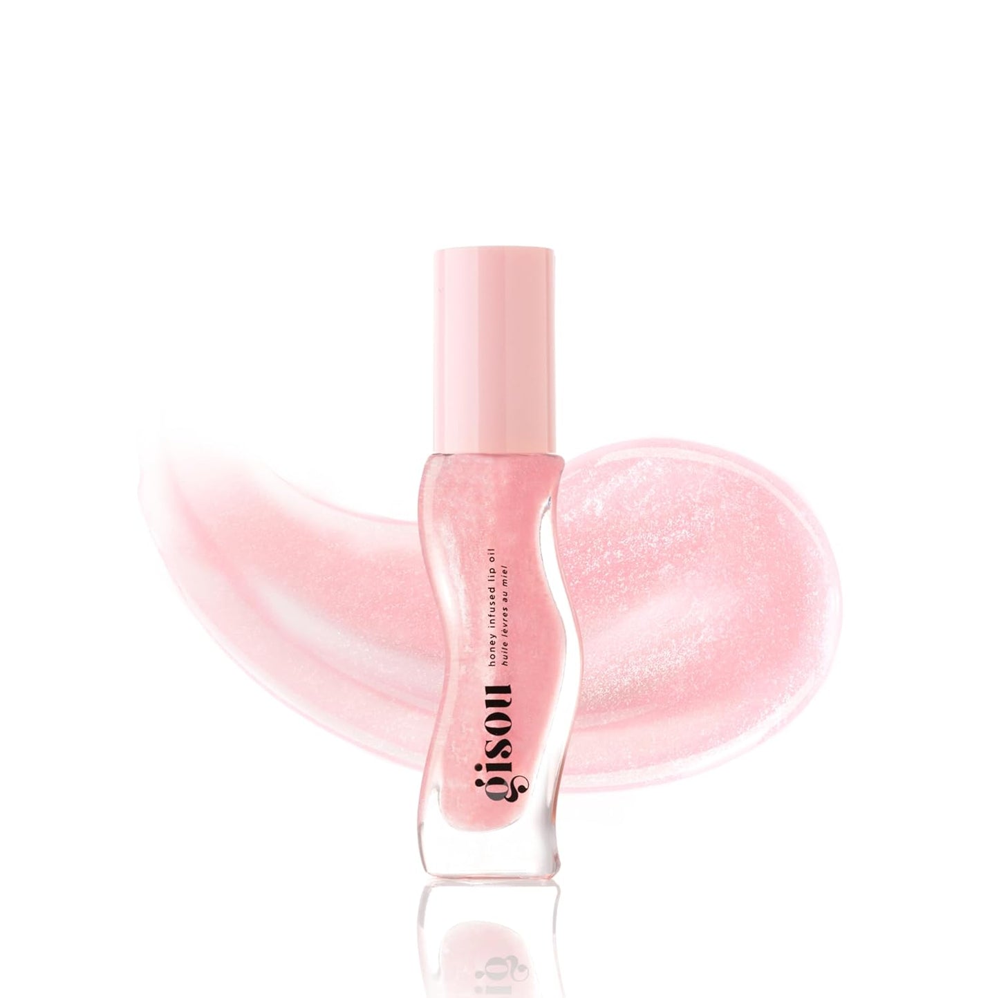 Gisou Honey Infused Hydrating Lip Oil, Nourishing Lip Moisturizer for Dry Lips, High Shine, Smooth Finish, Clear Pink Shimmer Shade, Fresh Watermelon Scent, Watermelon Sugar, 8ml