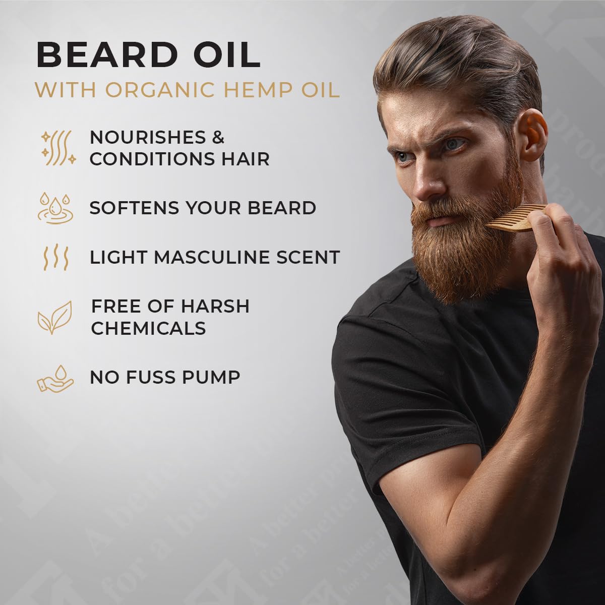 MANE TAME Beard Oil - Made with Certified Organic Hemp Oil - No Fuss Pump 2 oz. Bottle - Softens Your Beard and Stops Itching - Great Beard Oil and Conditioner For Men
