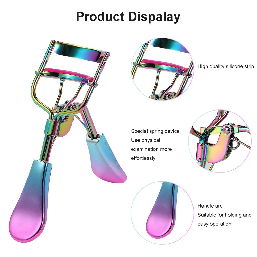 Eyelash Curler with 2 Advanced Silicone Refill Pads & Fits All Eye Shapes - Start a Beautiful Story Now! (Multi-Colored)