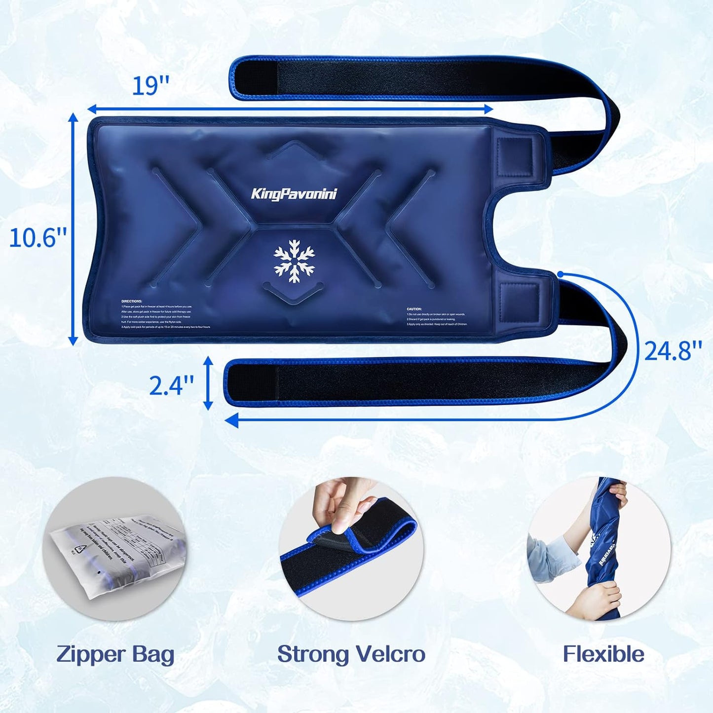 XXL Knee Ice Pack Wrap Around Entire Knee After Surgery, Reusable Gel Pack for Injuries, Large Ice Pack for Pain Relief, Swelling, Surgery, Sports Injuries, 1 Pack