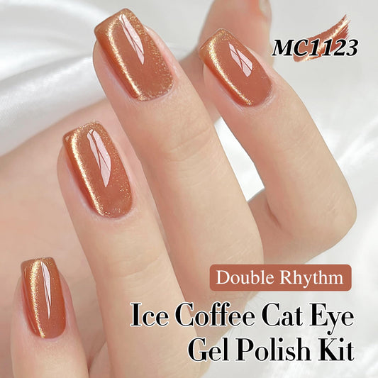 Double Rhythm 6 Colors Cat Eye Gel Polish Set Shimmer Glitter with Magnet Holographic Reflective Magnetic UV Nail Art Kit (6-Kit 42)