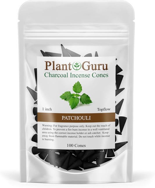 Patchouli Charcoal Incense Cones 1" TOPFLOW - 100 Pack Bulk - Natural Scented Cones Handmade Hand Dipped