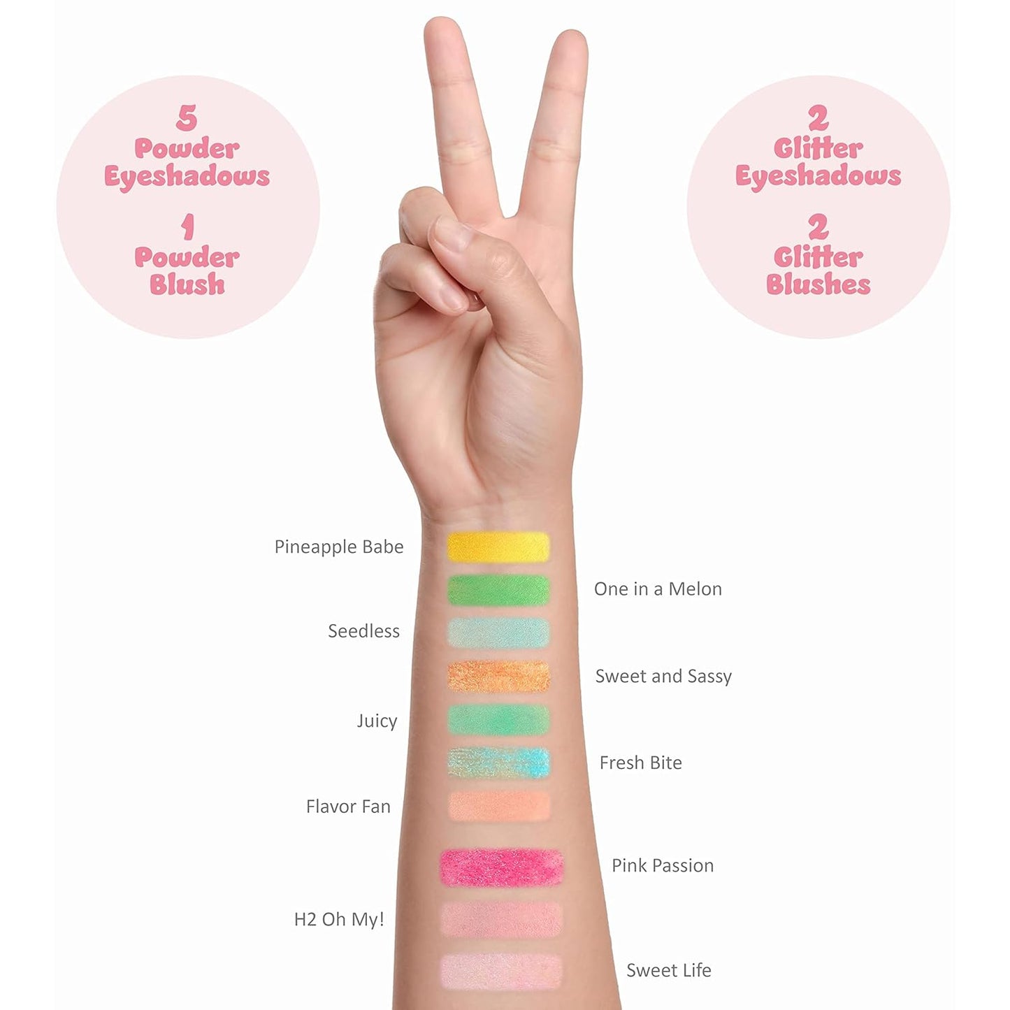 Expressions The Sweet Life Glisten & Glitter Makeup Palette 10 Color Eyeshadow Palette & Blush Makeup Novelty Beauty Set, Fold Out Compact with Mirror,Washable, Non-Toxic