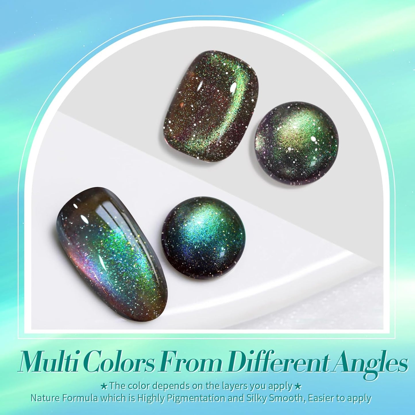 Born Pretty Cat Magnetic Eye Gel Nail Polish,Brown Green Magnetic Gel Polish Shimmer Magnetic Eye Gel Manicure Nail Art DIY 15ml