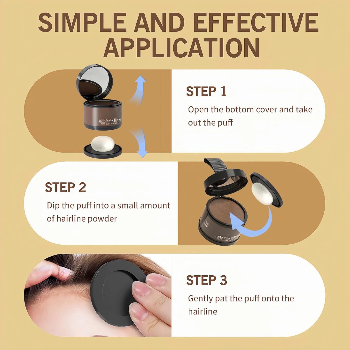 Hairline Gray Root Touch-Up Powder - Instantly Color Shadow Cover, Thin Hair Concealer, Hair Root Dye (4g)