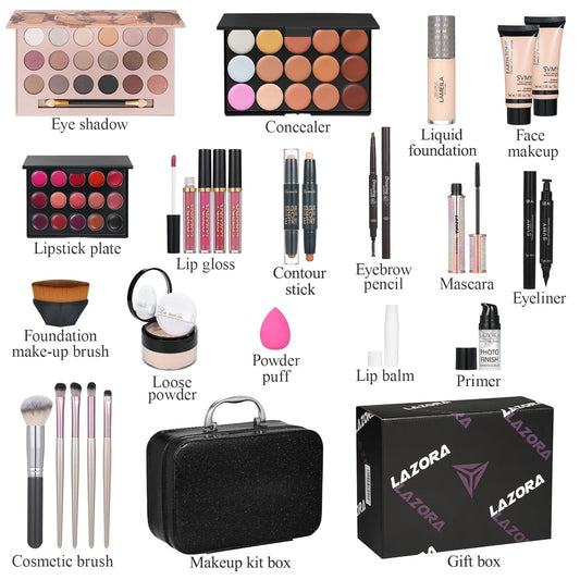 All in One Makeup Kit Makeup Kit for Women Full Kit Makeup Set Multipurpose Bundle Holiday Gift Box Essential Starter Bundle Include Full Makeup Kit for Women (Box3)