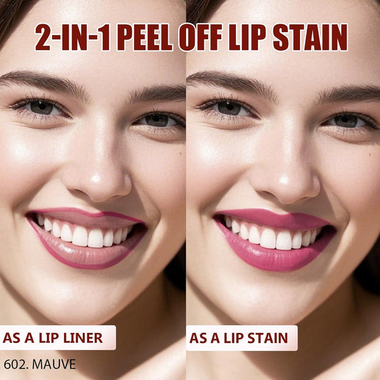 Lip Liner Stain Peel Off with Tweezer, Long Lasting Matte Lip Lipstick Tint Tattoo, Highly Pigmented Color Lip Liners Makeup, Waterproof, Transfer-proof Lipstain for Women, for All Skin Types, Mauve