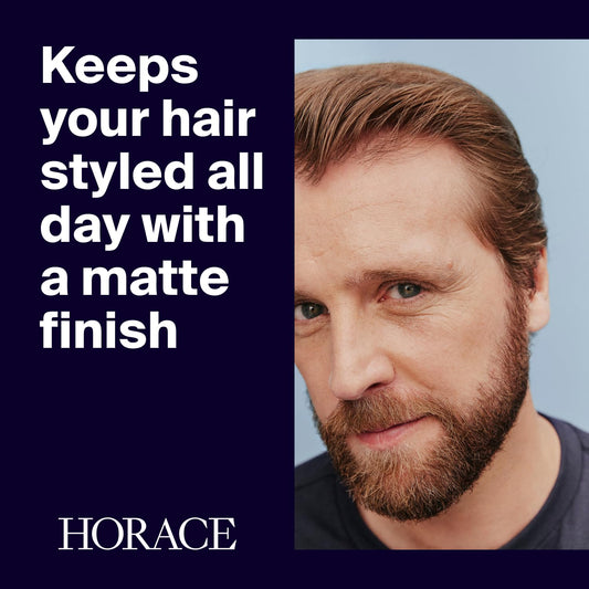 HORACE Hair Wax Pomade for Men – Strong & Long-Lasting Hold – Matte Finish – No Silicones or Mineral Oils – Woody Scent – Refillable, 50 ml