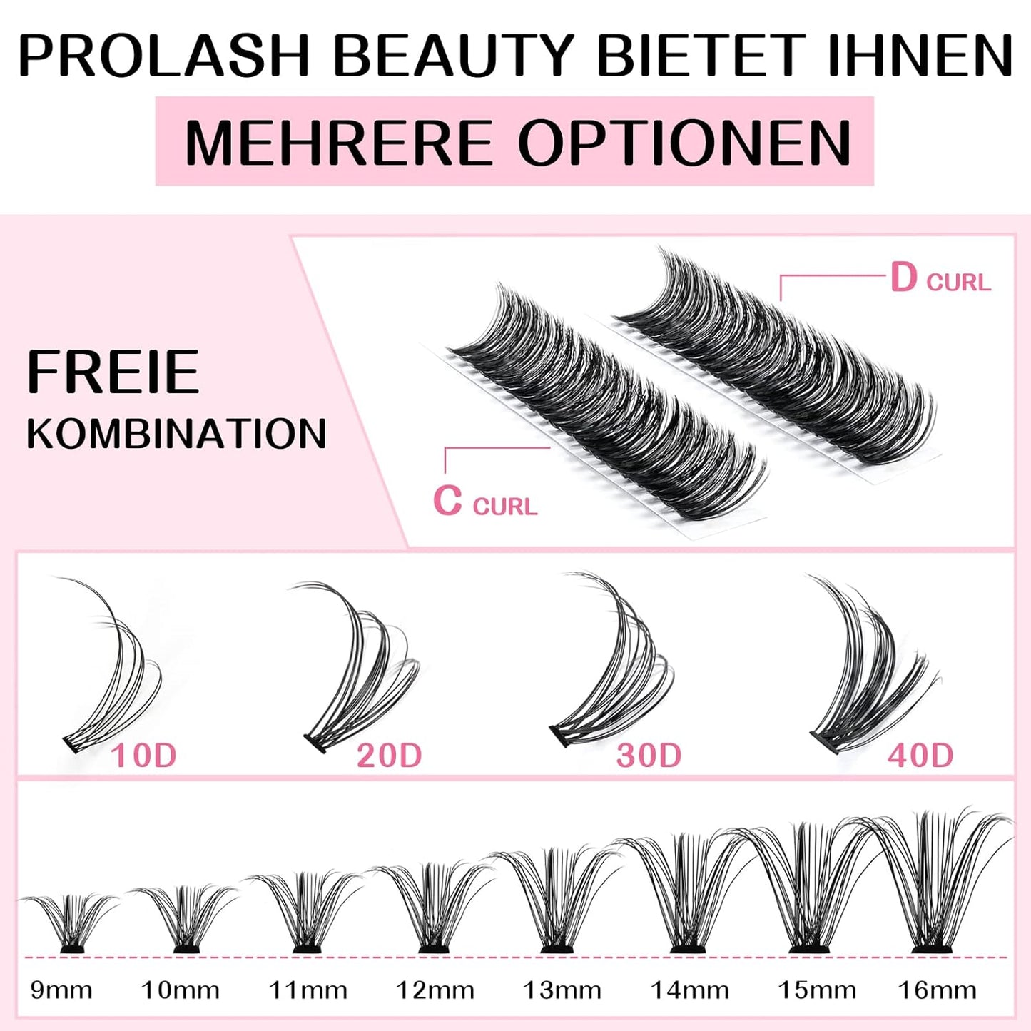 280 Pcs Individual Lashes 40D-D-0.07-9-16mix Cluster Lashes 10D 20D C D Curl Wispy Lashes Bottom Lashes DIY Lashes At Home（40D-D-0.07-9-16mix）
