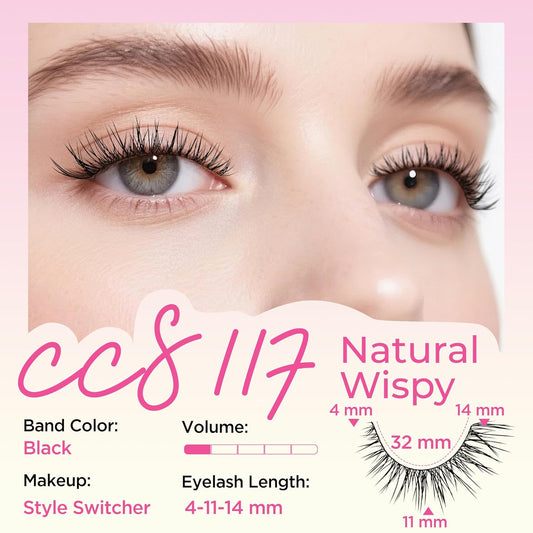 Bepholan Ultra-thin False Eyelashes False Lashes Natural look 100% Handmade Lash Strips Lightweight Lashes with Soft Clear Band(117)
