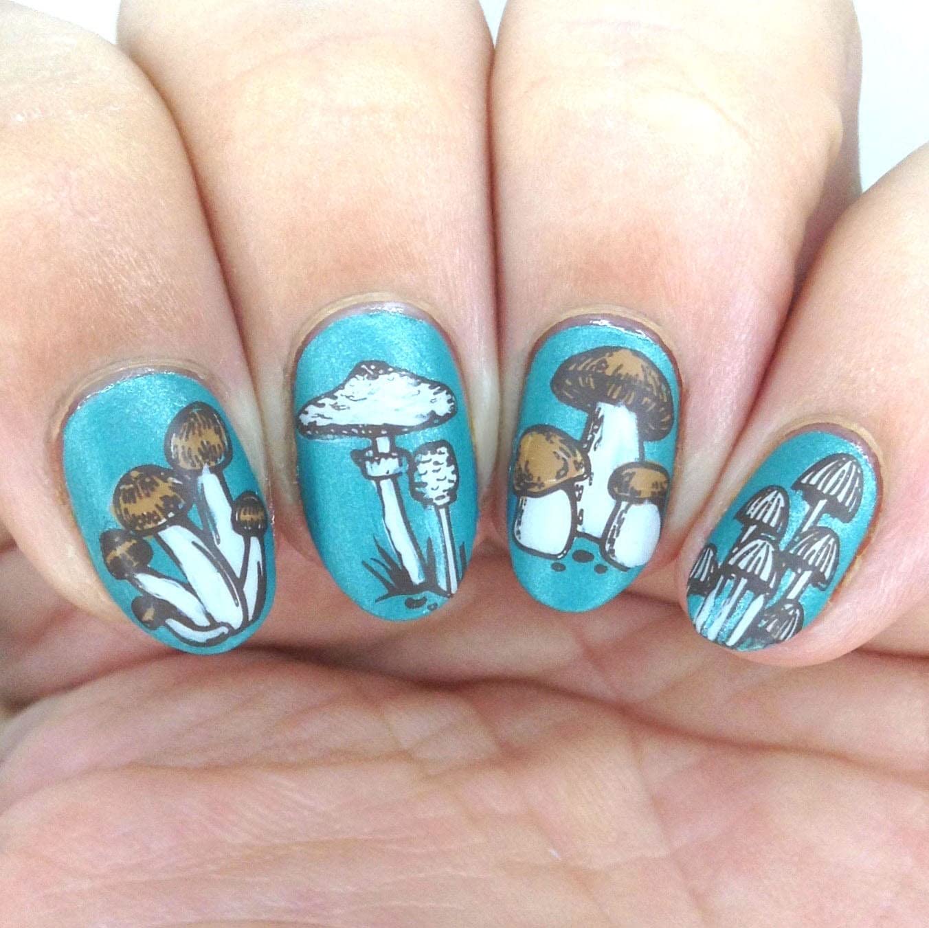 Maniology Magic Mushrooms Nail Stamping Plate | Mushroom Fungi Forests Snails Nail Designs Manicure - Reusable, Rectangular, Stainless Steel Nail Art Template