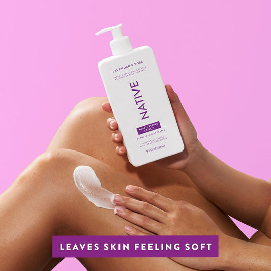 Native Body Lotion Contains Naturally Derived Plant-Based Moisturizers for Women and Men | Restores Dry Skin, Lavender & Rose, 16.5 fl oz