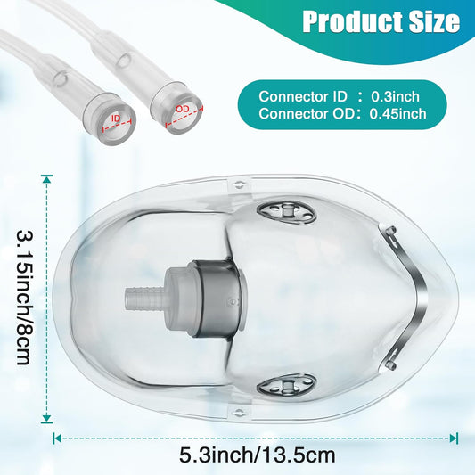 Geiserailie 2 PCS XL Oxygen Mask with 6.6 Ft Tubing and Adjustable Elastic Strap, Adult Oxygen Mask with Tubing, Transparent Oxygen Masks for Face Adult
