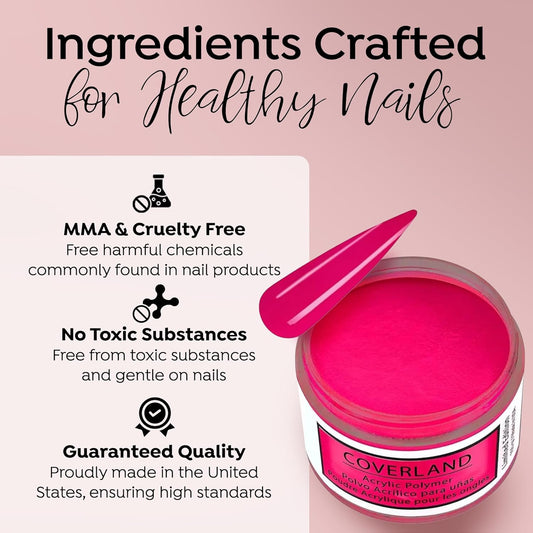 Tones Coverland Acrylic Nail Powder "Pink Convertible" - Limited Edition Acrylic Powder for Nail Design, Sculpting, and Masking Nail Bed Imperfections - Professional Acrylic Nail Supplies - (1.5 Oz)