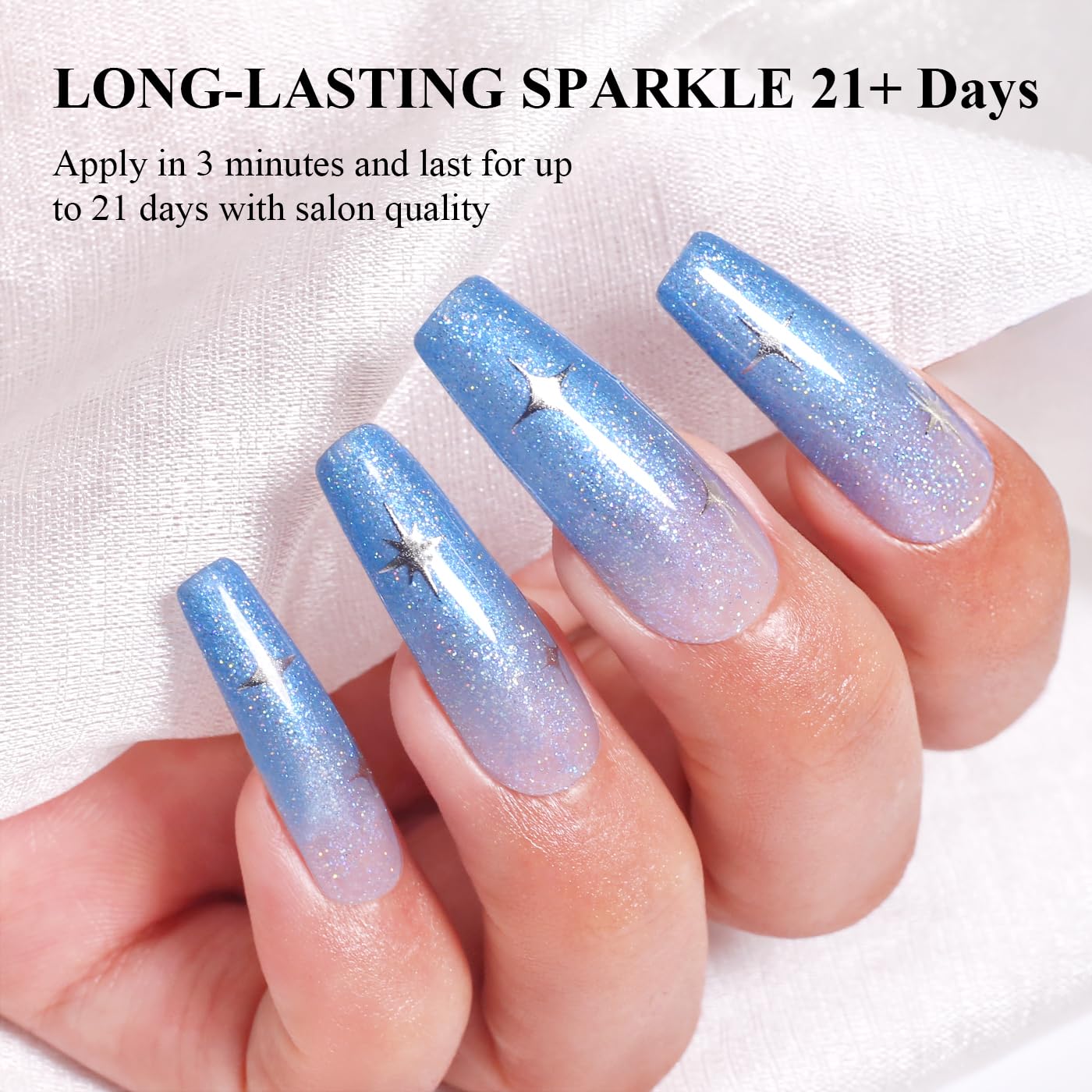 Imtiti Glitter Gel Nail Polish, Bright Blue Glitter Nail Gel Polish Diamond Shimmer Sparkle Soak Off UV LED Spring Summer Manicure 10ML