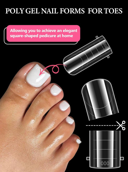 Poly Gel Toe Nail Form Set, EBANKU Reusable Toenails Dual Forms for Nail Extensions, Poly Gel Toe Nail Tips Pre-designed French Line Salon Home DIY Nail Art Supplies - 15 Sizes 150PCS