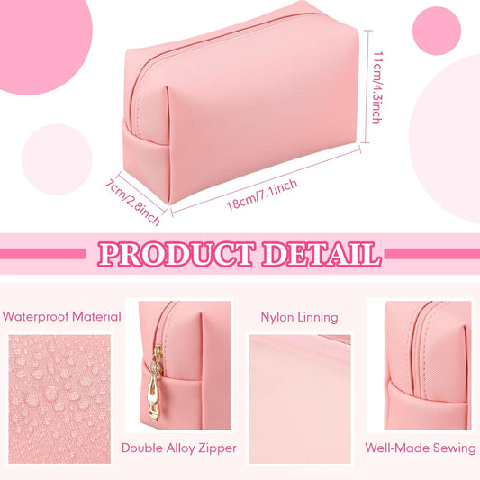 Kigeli 15 Pcs Aesthetic Makeup Bags PU Leather Cosmetic Pouches Waterproof Plain Toiletry Bags Makeup Pouches Bulk for Women Party Gift Travel Storage Organizer(Pink)