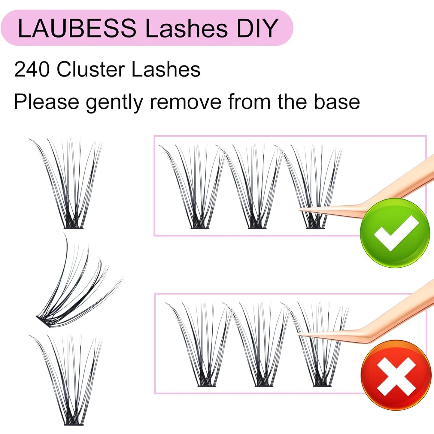 Eyelash Clusters LAUBESS Lash Clusters Individual Lashes Cluster Eyelash Extensions DIY at Home Waterproof Cluster Lashes (20D-0.07D-14-18)