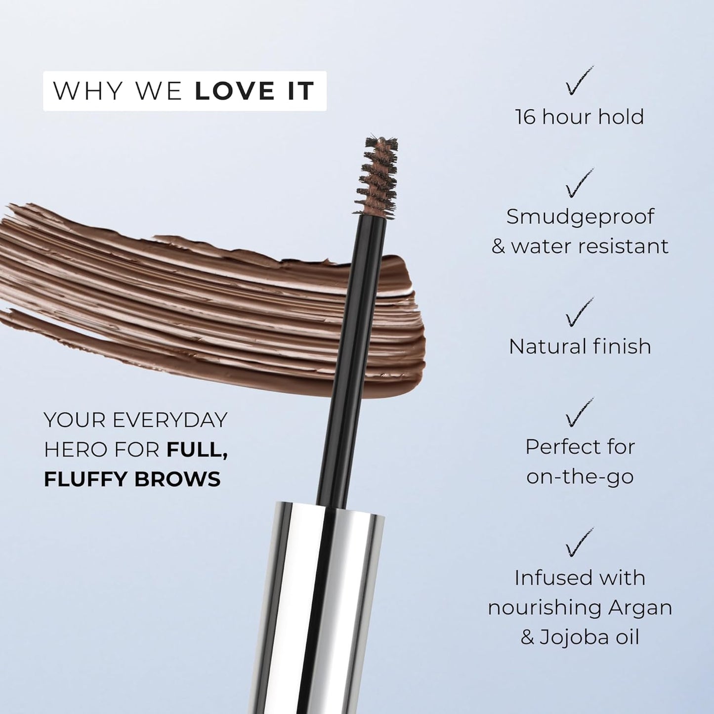 Wunderbrow Fluffy Brow Wax, 16 hour hold, Smudgeproof and Water resistant, Shade: Black/Brown