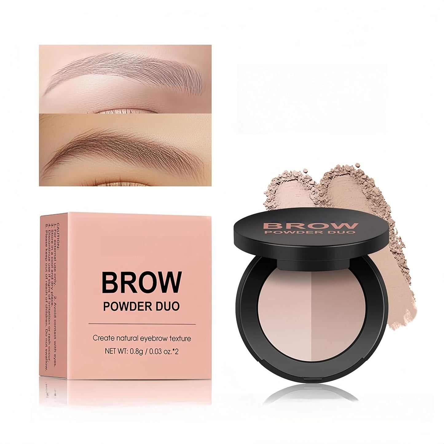 MAEPEOR Brow Powder Duo 6 Colors Natural Smooth Eyebrow Powder Professional Brow Contour Palette for Filler Defined & Sculpt (03 Gentle Taupe)