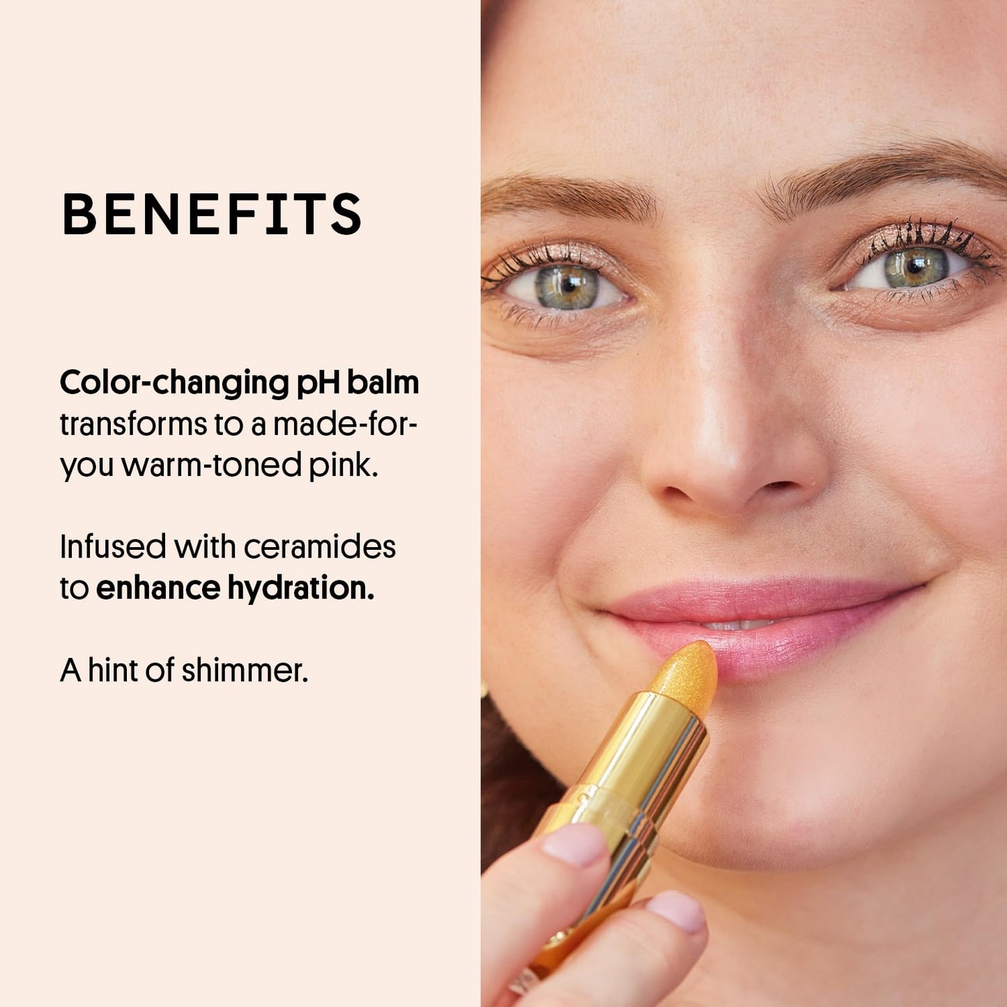 Winky Lux Citrine Glimmer Balm – Nourishing pH Lip Balm with Color Changing Golden Pink Tint, Hydrating Ceramides Soften Lips, Coconut Scent