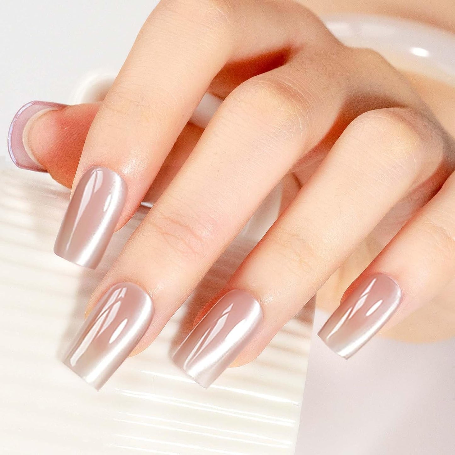 Nude Magnetic Cat Eye Gel Nail Polish Set with Magnetic Stick and Nail Lamp, 12ML