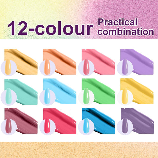 Gradient Painting Gel, 12 Bright Colors Ombre Gel Nail Polish for Pigment Pat Aura Nails, French Manicure DIY Nail Art Long-lasting No-wipe Cream Color Palette Lullaby Set