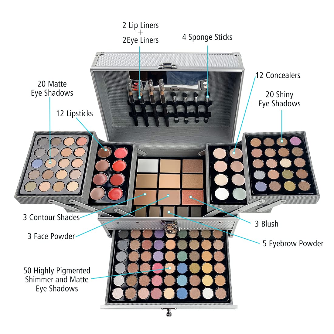 VERONNI 132 Colors All In One Makeup Palette For Women, Eyeshadow Makeup Palette Set, Professional Full Eye Makeup Kit Lipstick Concealer Contour Face Makeup Cosmetics Kit (132 colors)