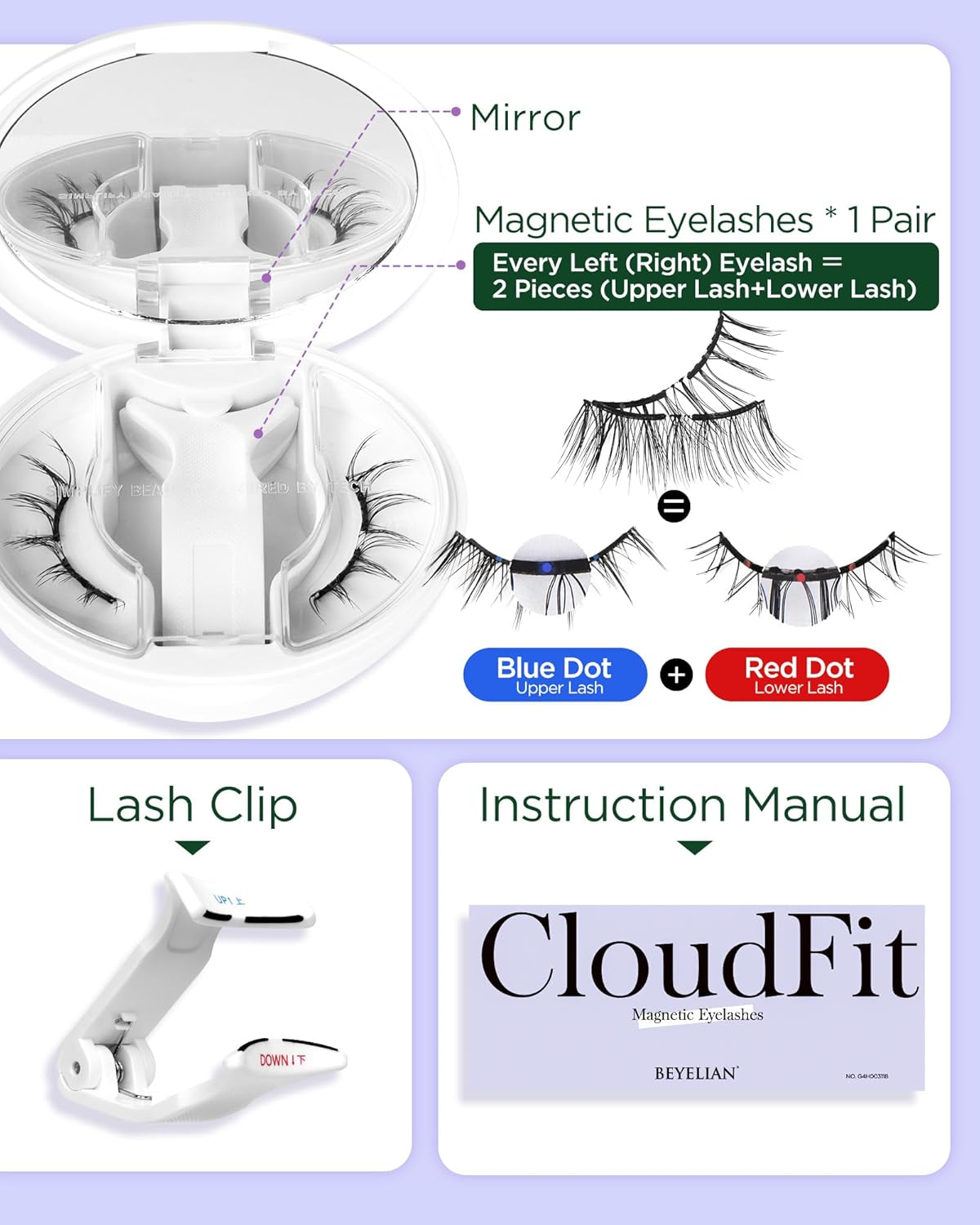 BEYELIAN Magnetic Eyelashes with Applicator, Upgrade Soft Magnetic Lashes Portable Magnetic Eyelashes Natural Look, Reusable, No Glue Needed Fales Eyelashes for Eye (All-In-One & Comfortable)