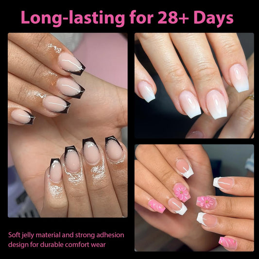 UNA GELLA Extra Short Coffin Nails Tips: 504pcs Pre-etched XS Short Nails, 12 Sizes Clear Coffin Press on Nails Full Cover Gel Tips Acrylic False Fake Nails Extension DIY Salon