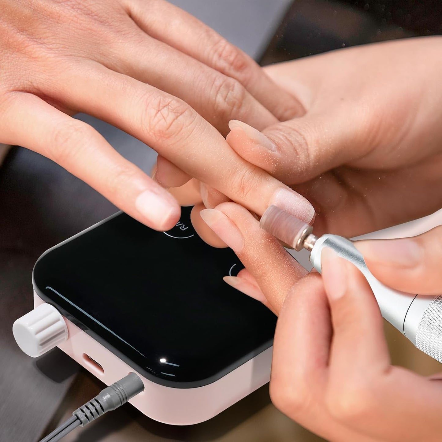 Professional Electric Nail Drill Machine,45000RPM Portable Rechargeable Efile Nail Drill Cordless,Electric Nail File Kit for Women (Pink)