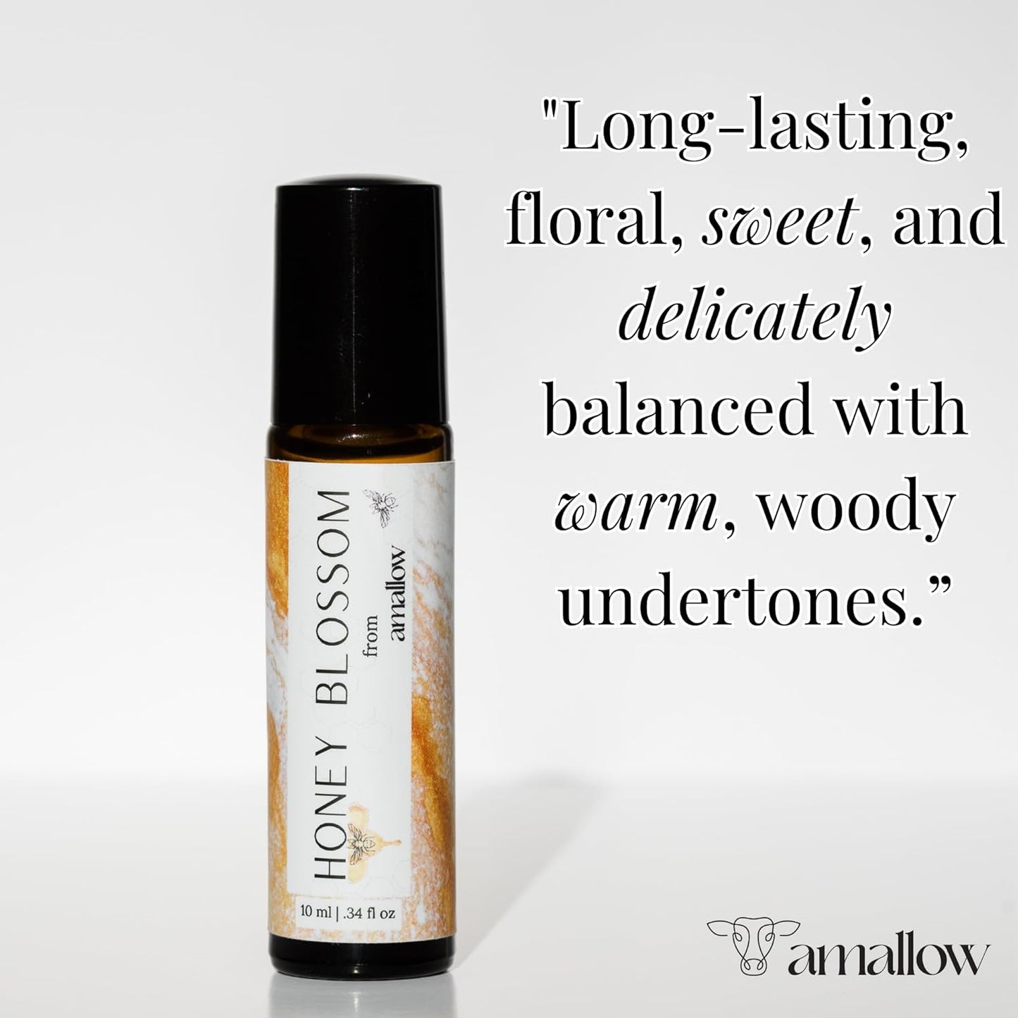Amallow All Natural Non-Toxic Perfume Roller - Made With Pure and Organic Essential Oils - Hints of Honey, Vanilla, Lavender, Frankincense, Bergamot, Rosemary & Chamomile (Honey Blossom)