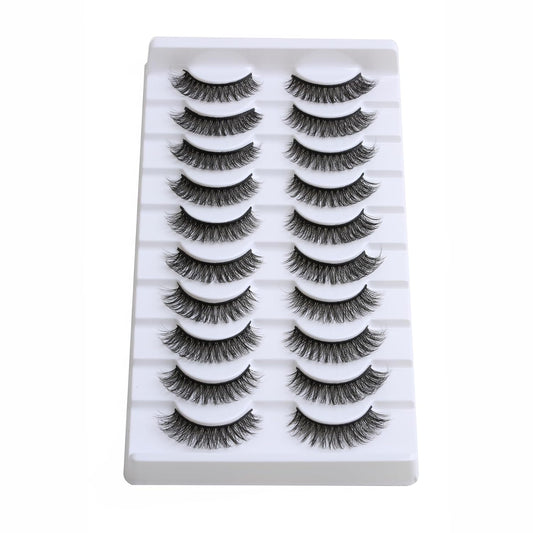 SUNWELL False Eyelashes 12mm Mink Lashes Natural Look 3D Faux Mink Eye Lashes Soft Reusable Luxury Volume Fake Eyelashes 10 Pairs Pack
