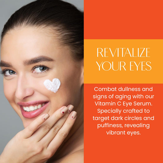 Vitamin C Under Eye Serum - Anti Aging - Reduces Eye Bags, Puffiness, Dark Circles & Wrinkles, Hydrating Eye Serum - Cruelty Free Korean Skin Care For All Skin Types - 1 oz / 30 ml