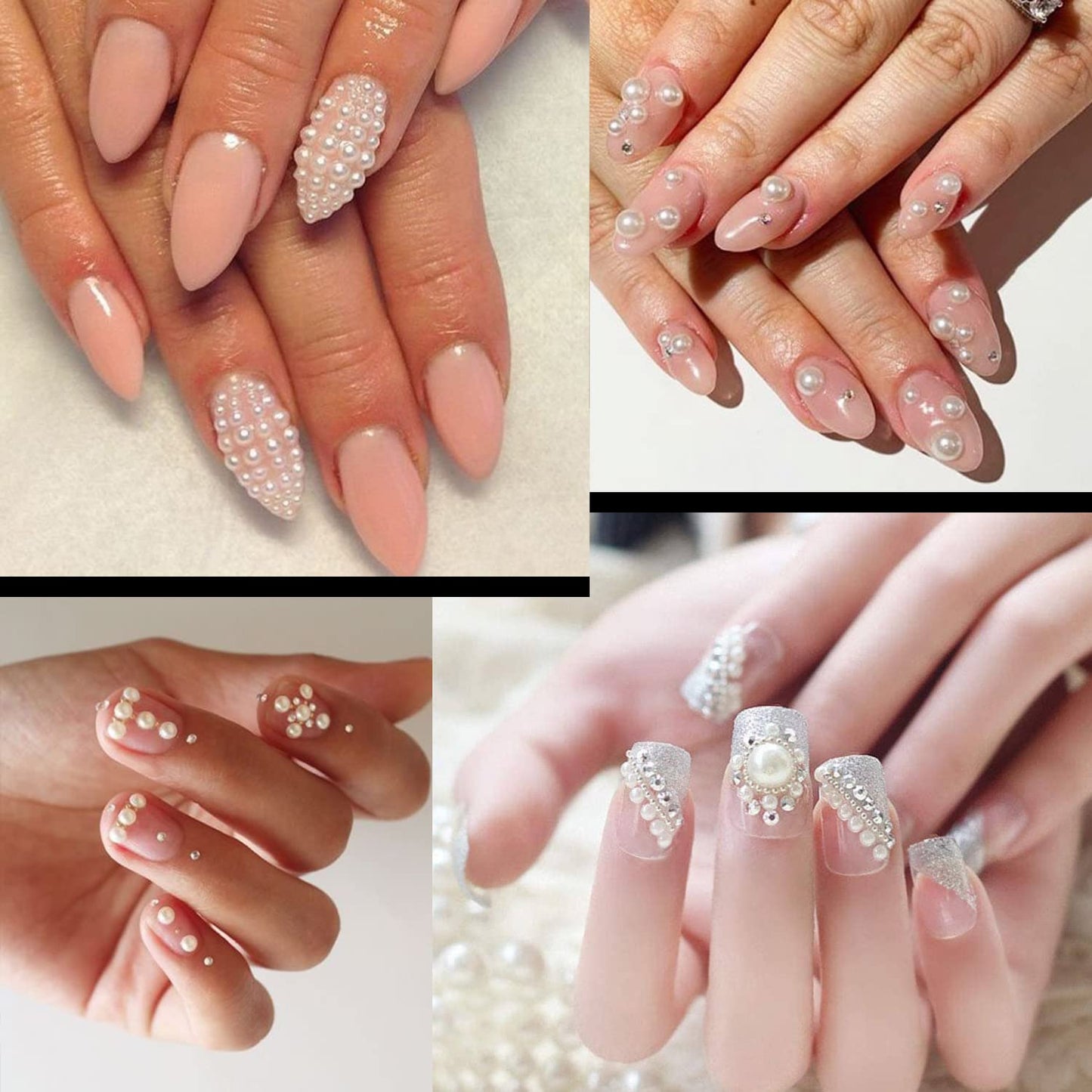 Flat Back Rhinestone+Half Round Pearl Kits Colorful Rhinestones+Beige Pearls With Picker Pencil And Tweezer For Home DIY And Professional Use