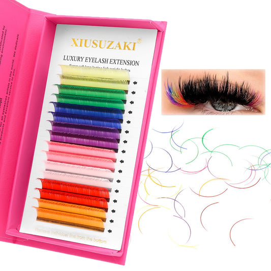 Eyelash Extensions Colored Lashes Extension 0.07 D Curl Lashes 9mm Classic Lash Extensions Soft Individual Lashes 16 Rows Natural False Eyelashes Volume Lashes Professional Use(Colored,0.07-D,9mm)