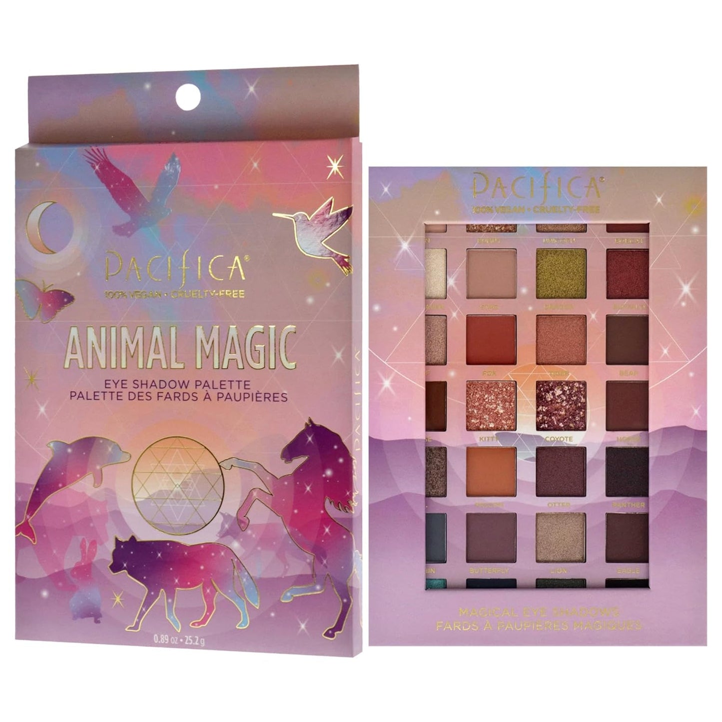 Pacifica Eyeshadow Palette – Animal Magic with Colorful Blendable Shades, Highly Pigmented Mineral Eyeshadow, Talc-Free, Vegan & Cruelty-Free, 0.89 oz (28 Shades)