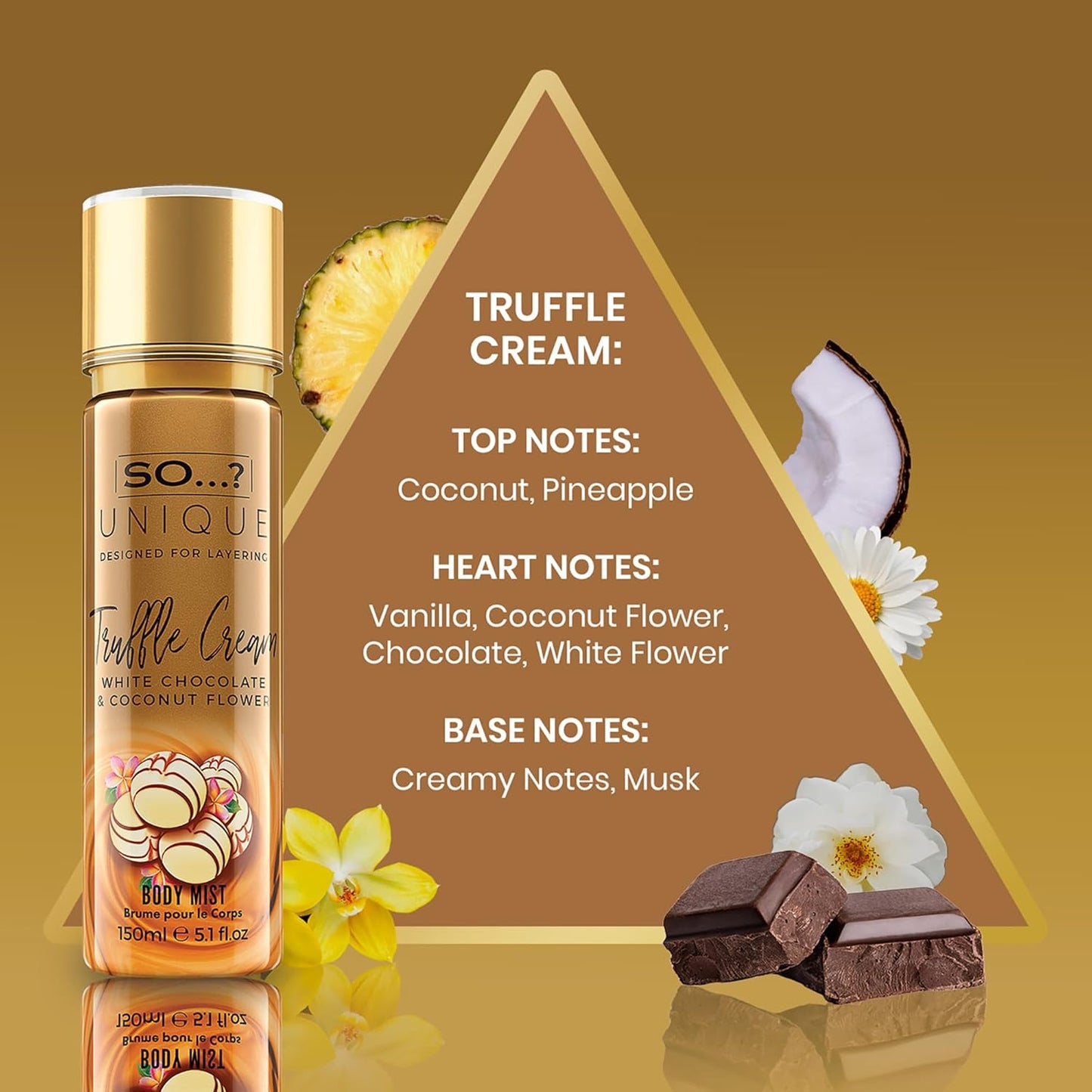 So...? Unique Body Mist - Truffle Cream for Women - 5.1 oz Body Mist - Pack of 3
