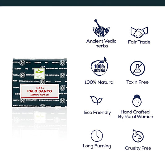 Satya Sai Baba Palo Santo Original Earth Marked Natural Masala Incense 144 Dhoop Cones in Pack of 12 Boxes | Best for Prayer, Meditation and Relaxation