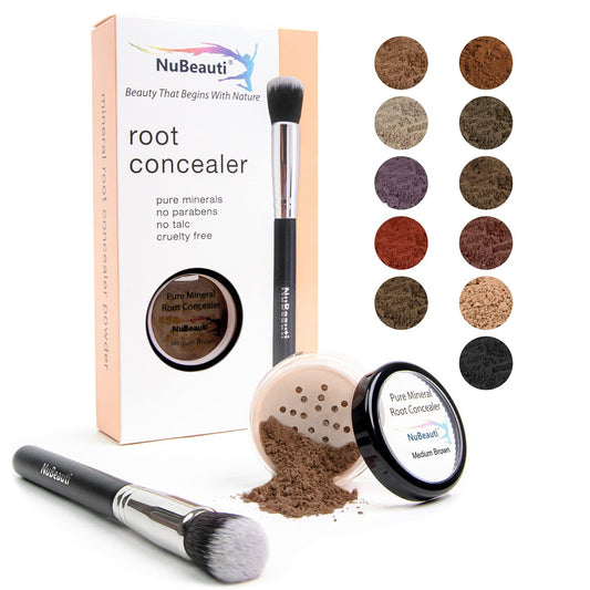 Hair Root Touch Up Powder - Medium Brown - 11 True-to-Nature Root Concealer Shades - Long-lasting, Fragrance Free, Paraben Free, Talc Free, Mineral Hairline Powder with Brush