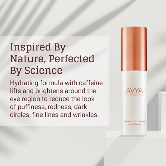 AVYA Eye Bright Cream (0.5oz/15ml) - Advanced Ayurvedic Skincare/Caffeine Reduces Dark Circles and Puffiness/Tightens and Reduces Fine Lines Around Eyes