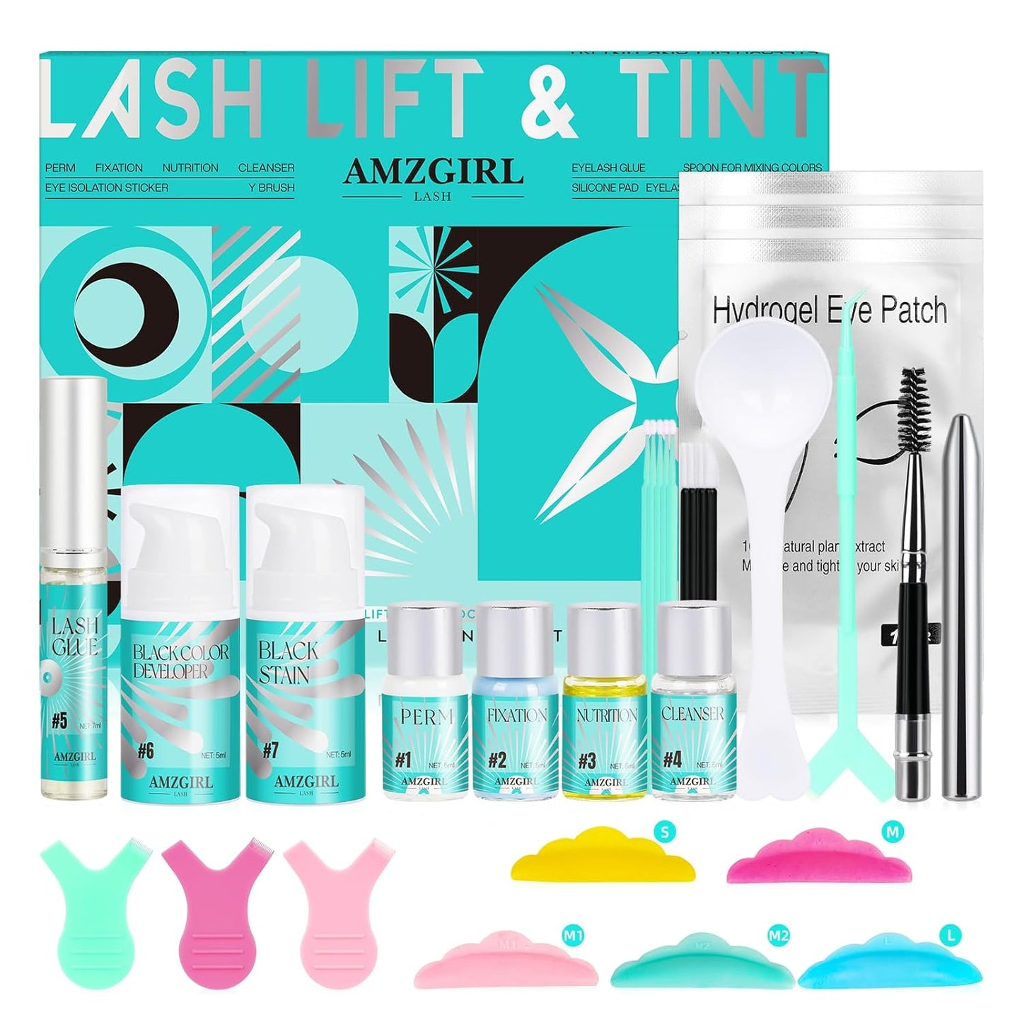 Lash Lift, Eyelash Perm Kit & Black Brow Lamination Kit, Natural Eyelash Curling Lash Extension Set, Lash Perm Kit Detailed Instruction and Complete Tools Achieve Salon-Quality