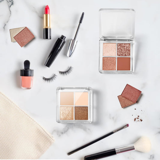 Beaupretty 8 Pieces Empty Eyeshadow Pallet 4 Grids Eye Shadow Lipstick Storage Case Box Clear Makeup DIY Cosmetic Organizer Container