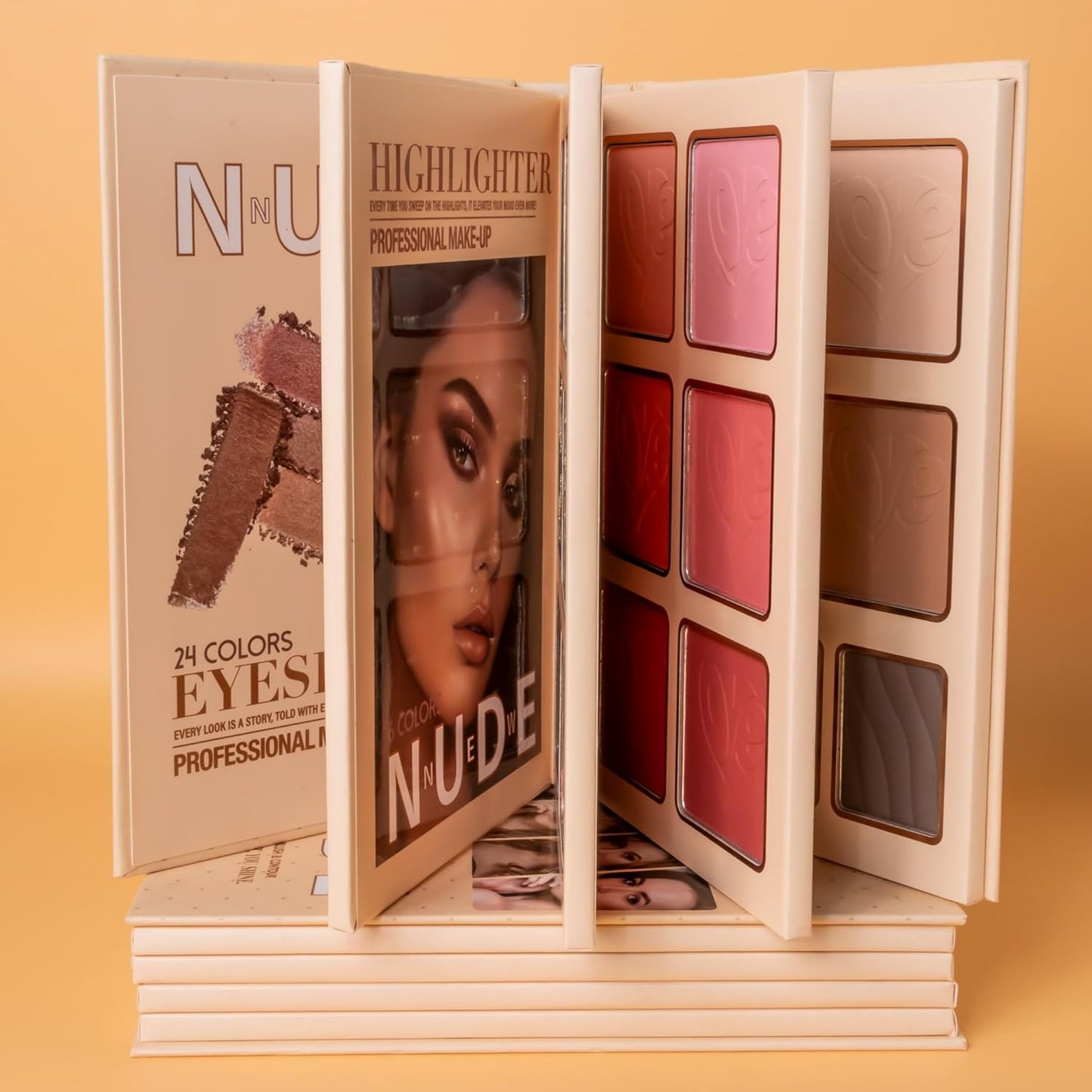 4-Layer Multi - Functional Beauty Book Kit- Style Makeup Palette Ingeniously Combines Eyeshadows, Blushes, Highlighters, Contour Powders In One,Best Choice for A Gift for Women (U137B)